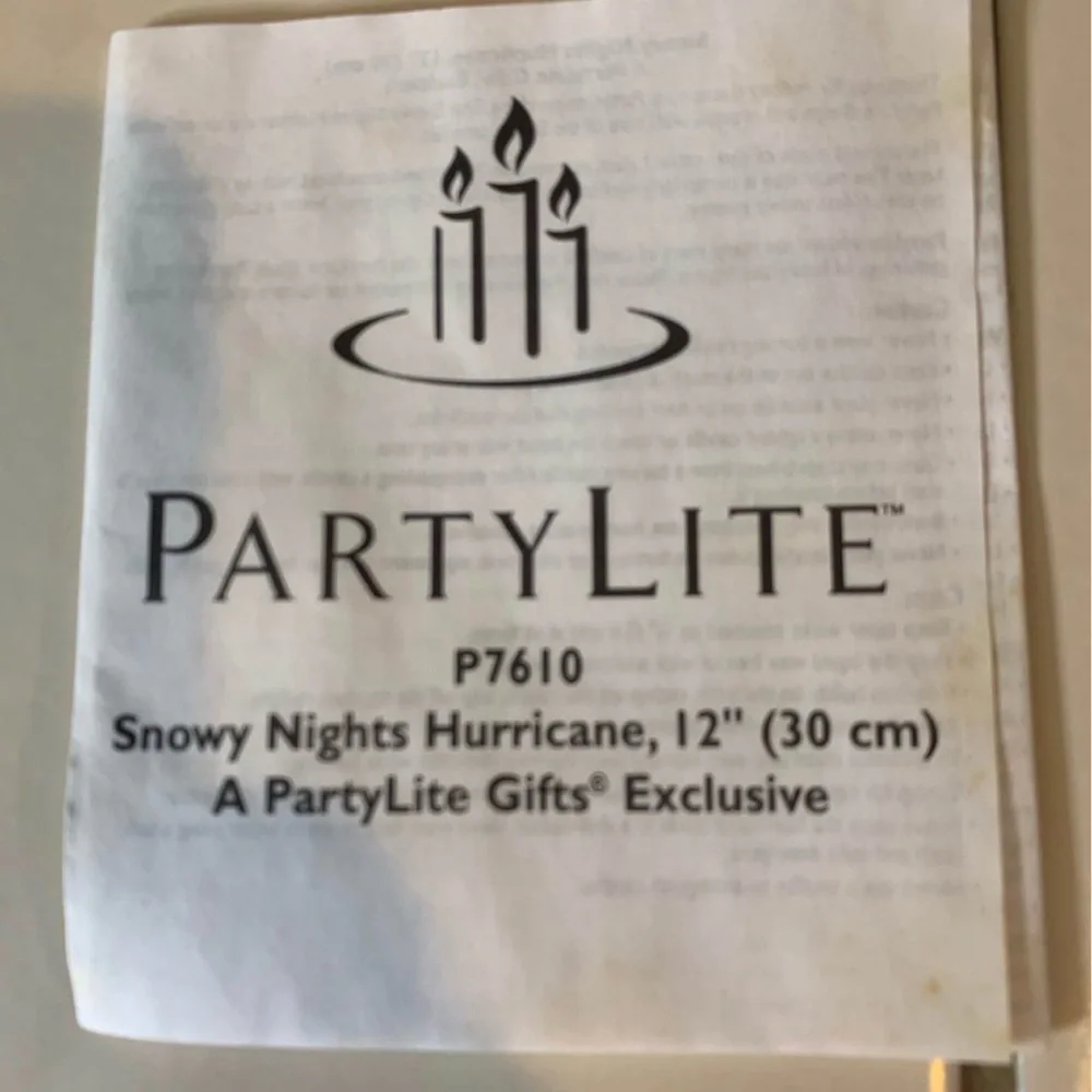 FINAL PRICE PartyLite Snowy Hurricane 12 inch Lamp